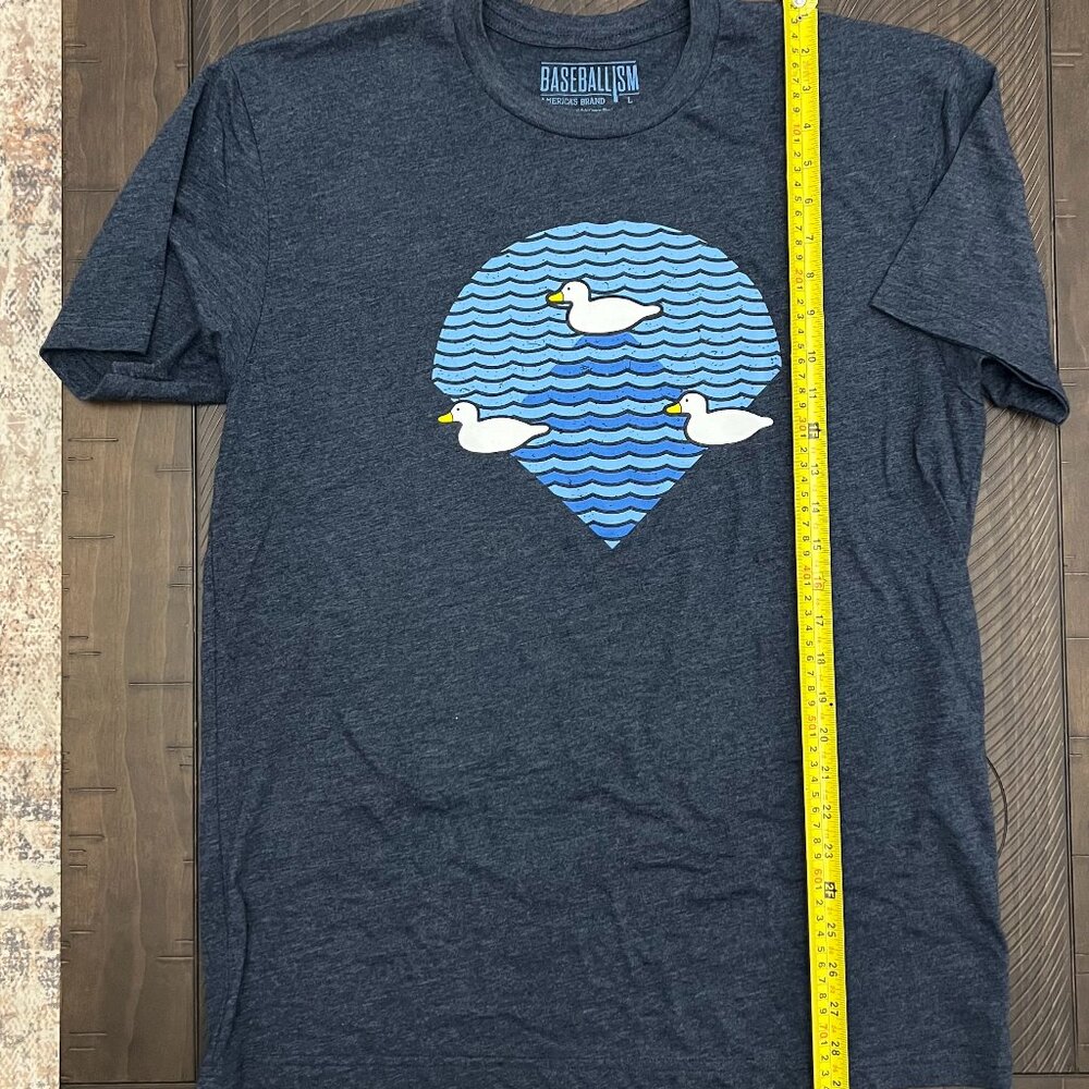 Baseballism Ducks on the Pond Blue T-Shirt - Men's Size Large